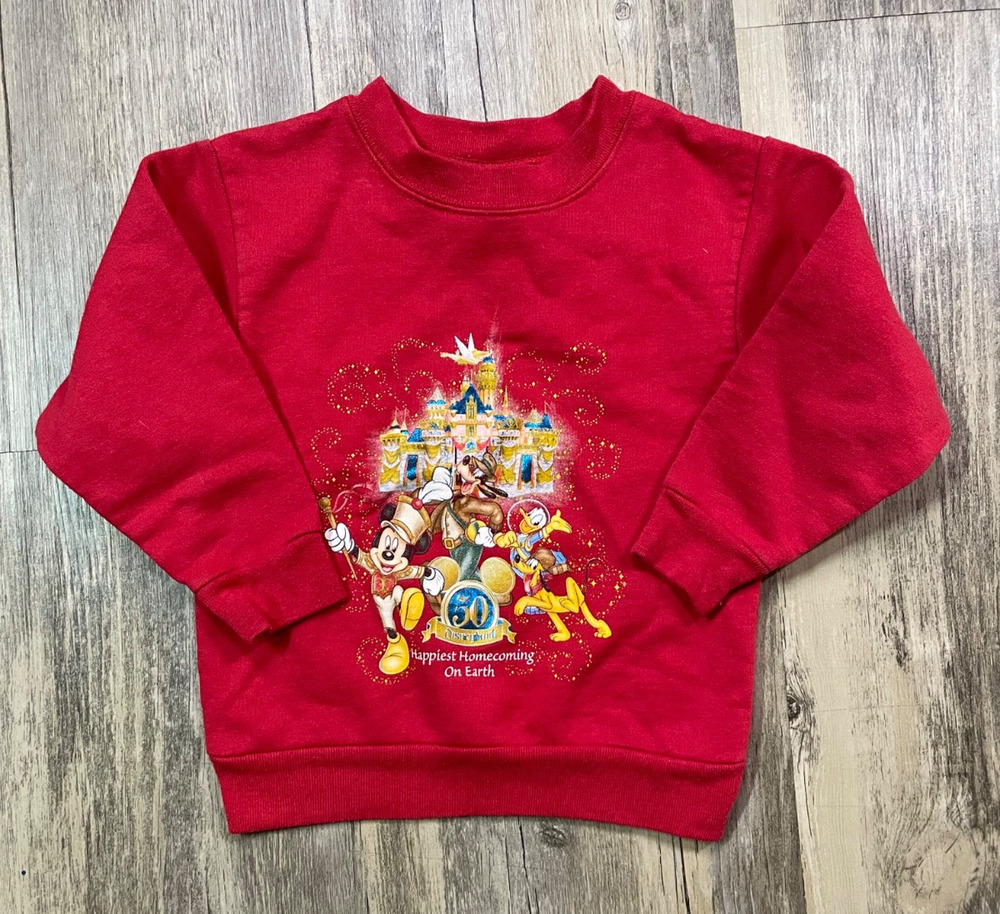 Vtg 2005 Disneyland Resort 50th Anniversary Toddler Sweatshirt Red 2T
